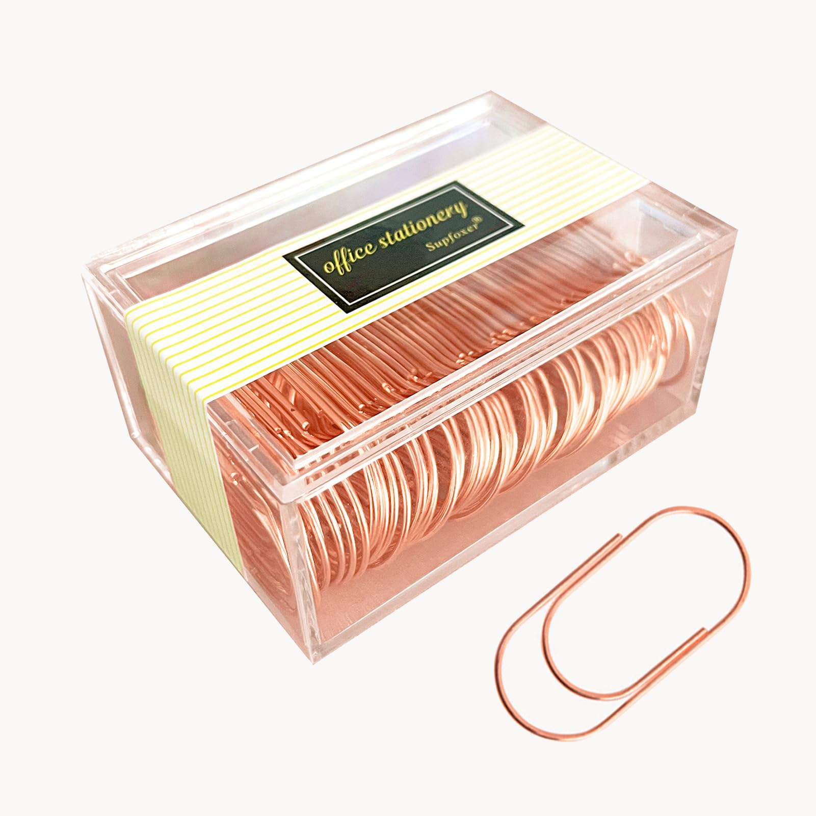 Rose Gold Large Paper Clips, 50Pcs 50Mm 2 Inch Jumbo Paper Clip Non-Skid Large Wide Smooth Finish Steel Wire Office Supply Acces
