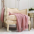 Crevent Light Blush Pink Knit Throw Blanket For Couch Sofa Chair - Soft And Decorative For Spring Summer (50''X60'' Dusty Pink/P