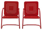 Crosley Furniture Bates 2-Piece Outdoor Chair Set, Retro Metal Patio Chairs for Dining, Porch, Deck, Balcony, Bright Red Gloss