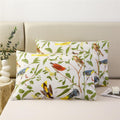 Urbonur 100% Cotton Pillowcases Set Of 2 King Size Garden Leaves Birds Printed Pillow Cases Soft Breathable Pillowcase Decorativ