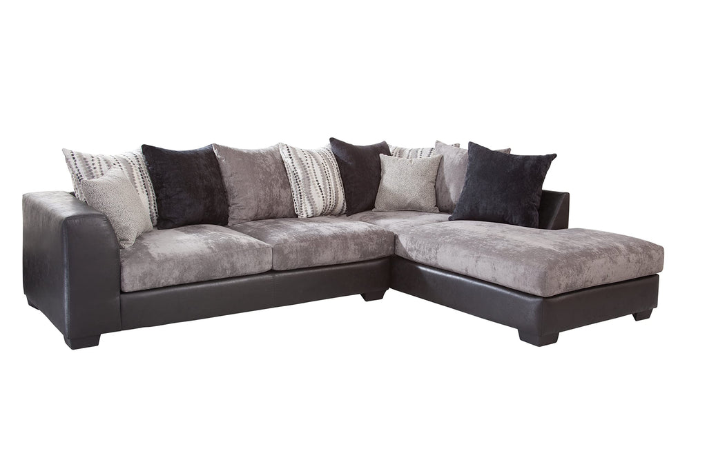 American Furniture Classics Model 8-A317-K Casual Comfort Series Charcoal and Black L Shaped Sectional Sofa with 8 Back Pillows and 2 Accent Pillows