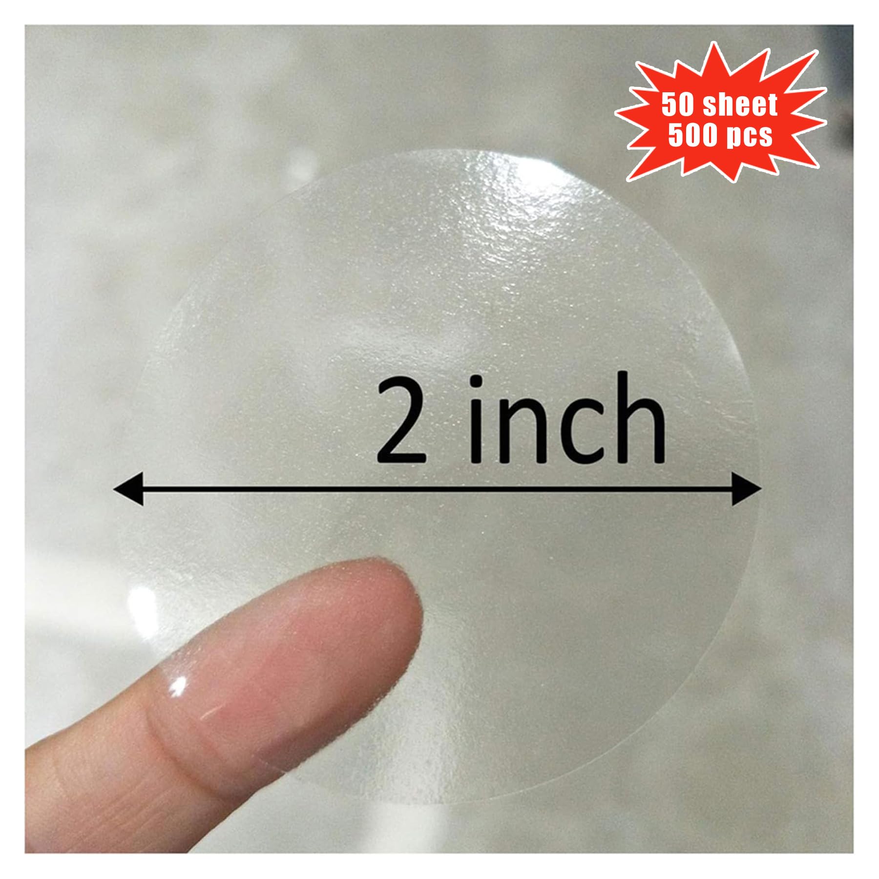 Smarsticker Super Gloss Clear Transparent Retail Package Envelope Seals 2' Christmas Round Circle Crystal Clear Dot Mail Wafer