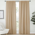 Nicetown Window Treatment Blackout Window Blinds - (Biscotti Beige Color) 52X72 Inch, 1 Pair, Back Tab/Rod Pocket Blackout Draperies For Bedroom