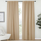 Nicetown Window Treatment Blackout Window Blinds - (Biscotti Beige Color) 52X72 Inch, 1 Pair, Back Tab/Rod Pocket Blackout Draperies For Bedroom