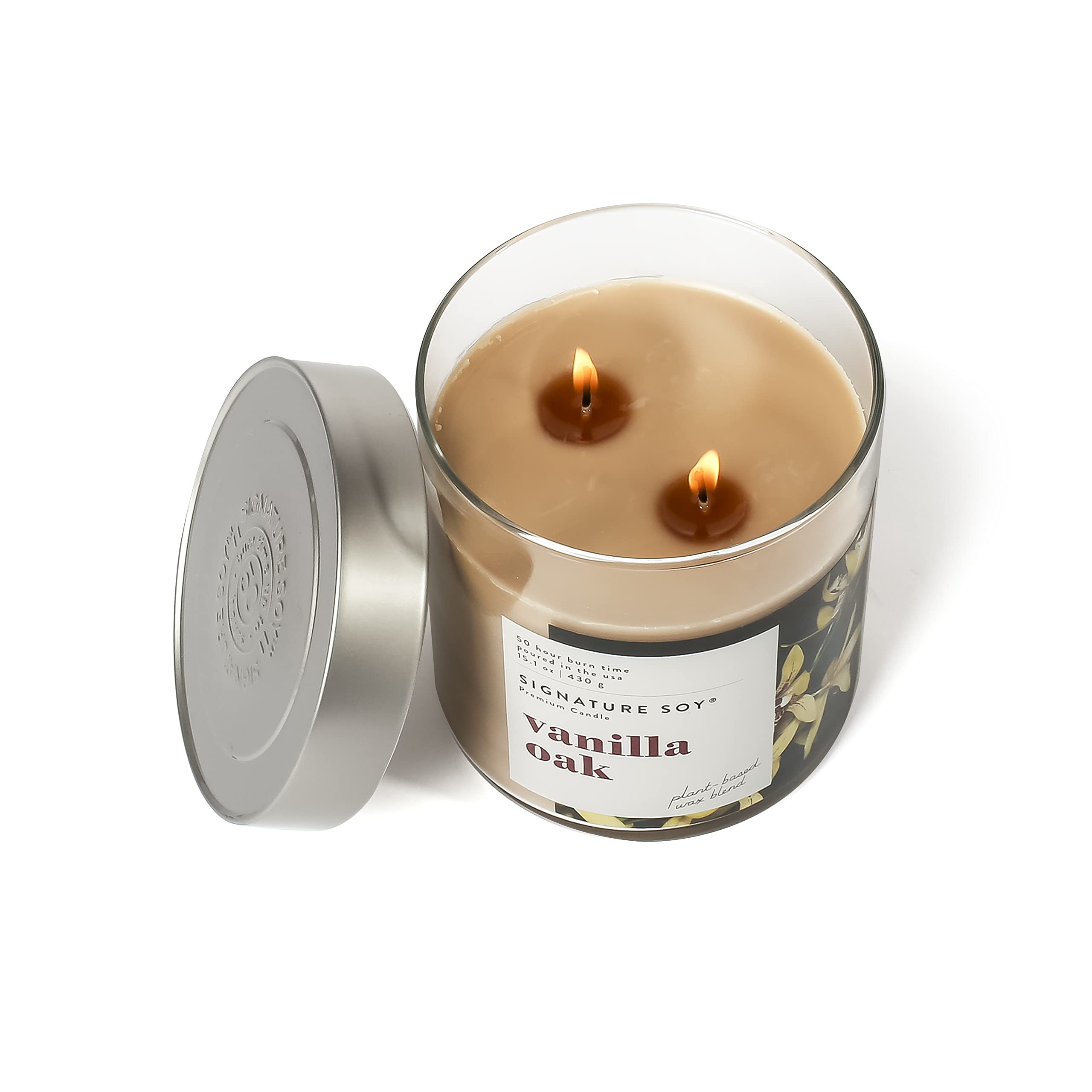 Signature Soy Large Jar Vanilla Oak Scented Candle - Lidded, Aromatic Home Fragrance for Relaxation and Ambiance