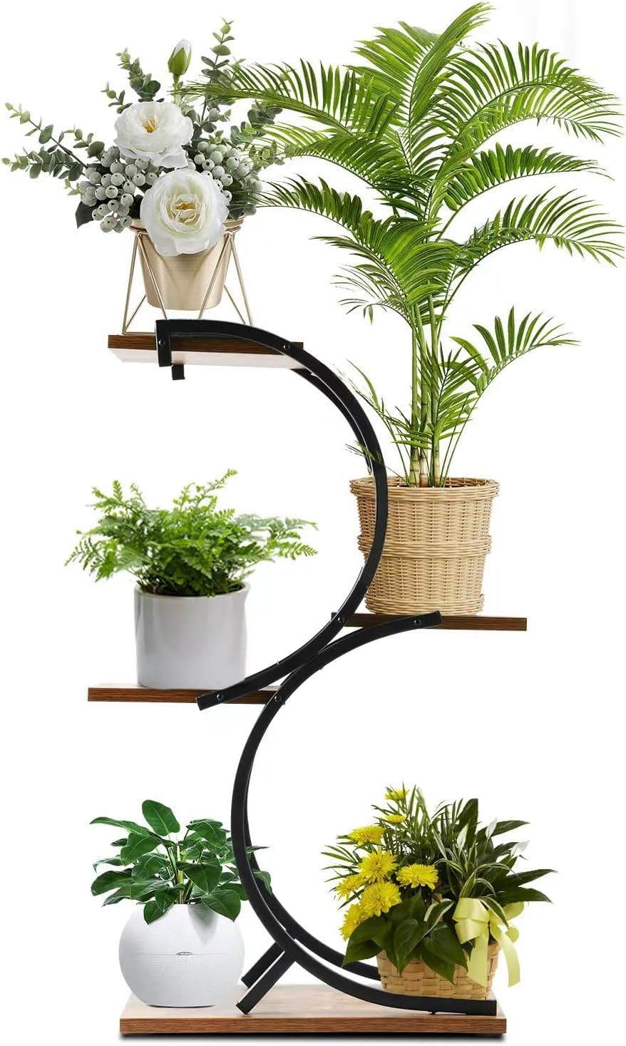 Chphi 4 Tier Plant Stand Indoor, Space-Saving Planter Shelves Flower Pot, Tiered Wrought Metal Flower Shelf Plants Holder Displa