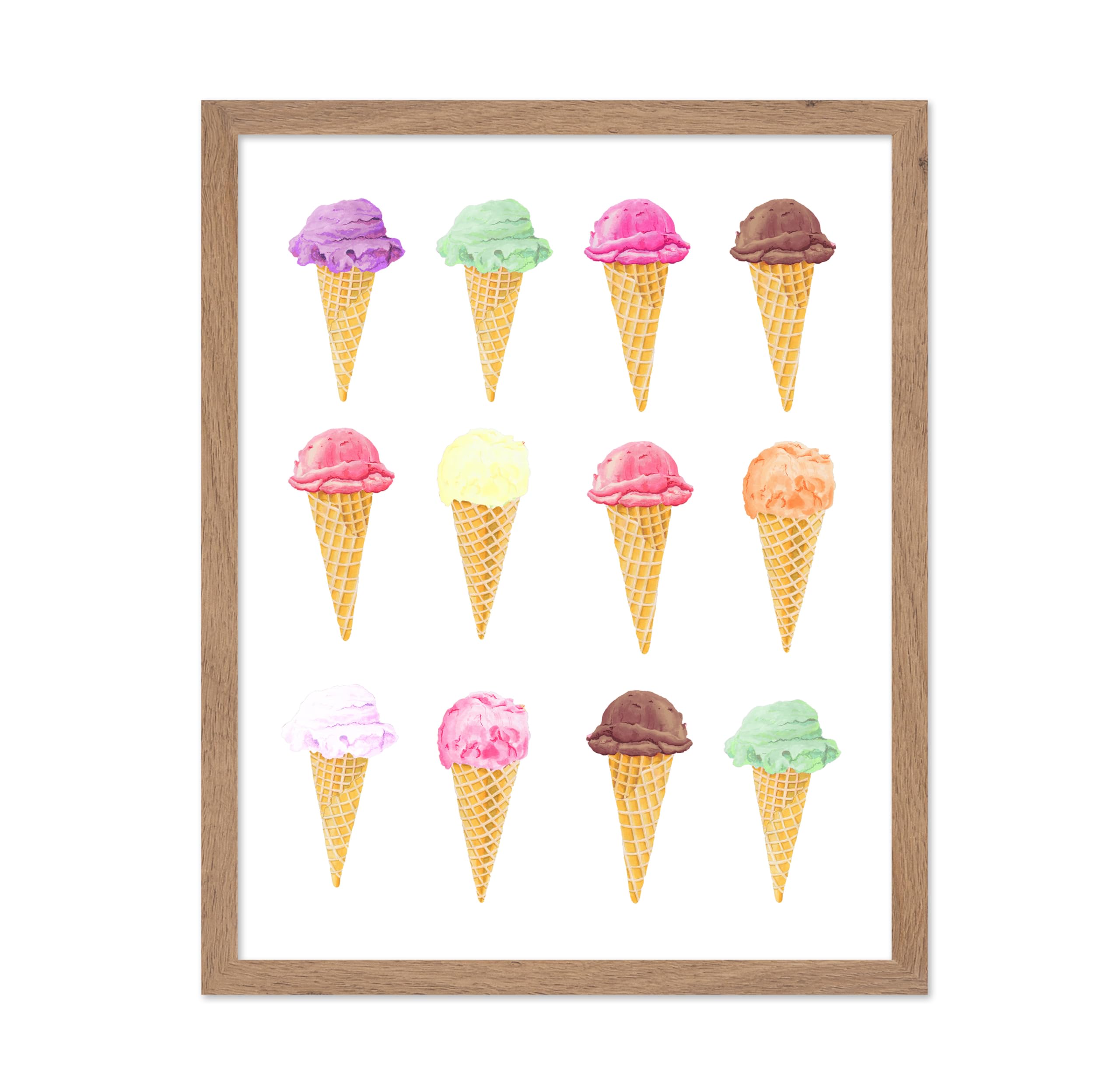 Poster Master Vintage Illustration Poster - Retro Minimalist Print - Gift for Artist, Friend - Ice Cream Cones, Summer, Watercol