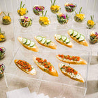 Restaurantware Clear Tek 15.75 X 11.8 X 5.9 Inch Shelf Risers 1 Set Of Rectangle Display Risers - 3 Tiers For Retail And Merchan