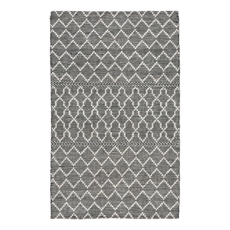 Kosas Home Sonora 24 x 36 Lattice Polyester Fabric Accent Rug in Black/Ivory