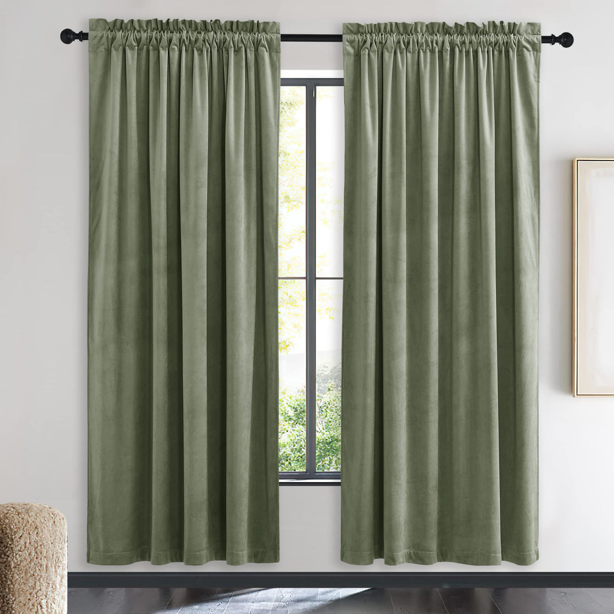 Nicetown Super Soft Velvet Curtains 72 Inches, Sound Reducing Cold Heat Insulated Heavy Matt Room Darkening Drape Panels For Liv