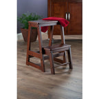 Winsome Beech Wood Double Step Stool, Antique Walnut - Brown, 2 Steps, Durable Design for Home & Kitchen Use, Model 94022