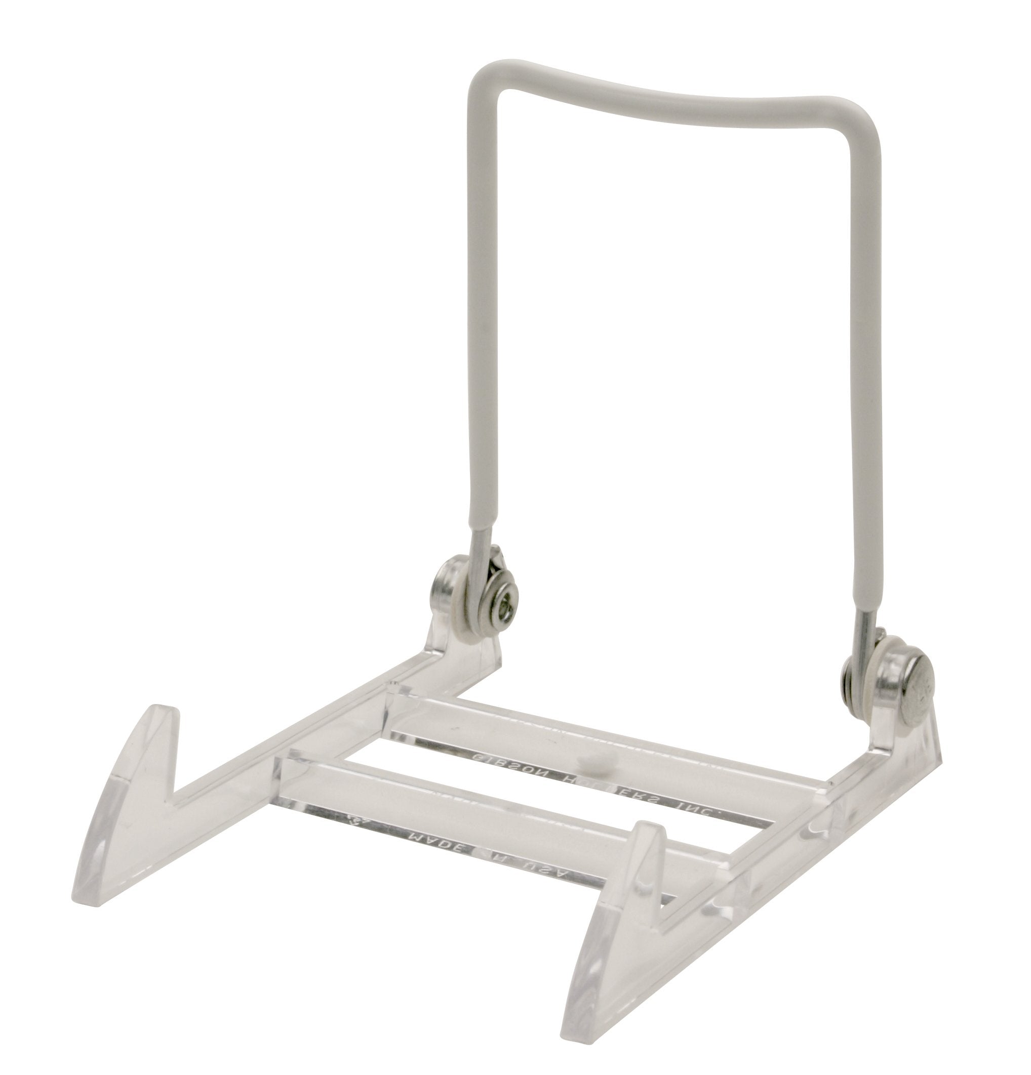 Gibson Holders 12-Pack 1PL Small Display Stand for Plates, Platters, Kitchenware, Artwork, Frames, & More - Clear Base/White Wir