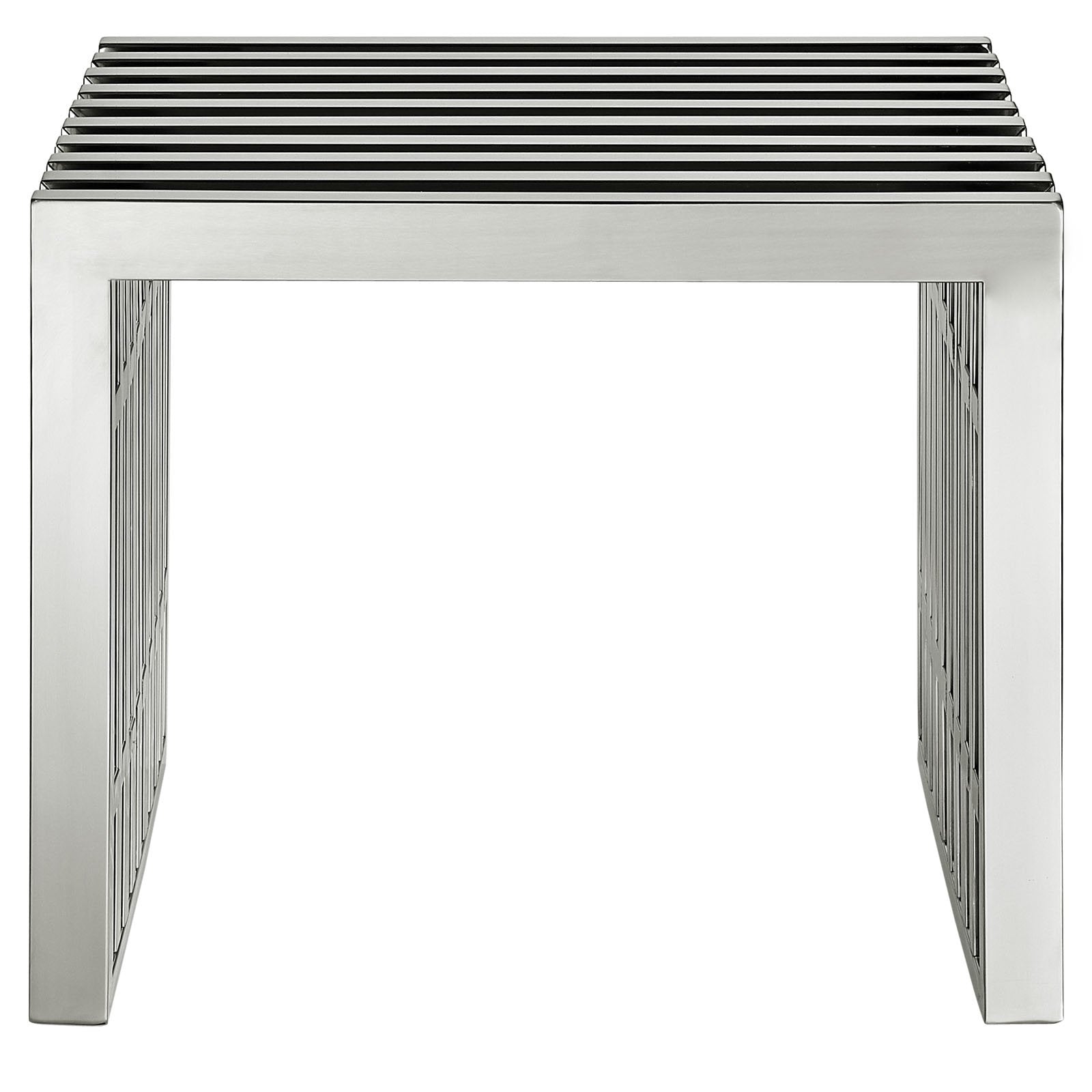 Modway Gridiron Contemporary Modern Small Stainless Steel Bench, 19.5&quot;