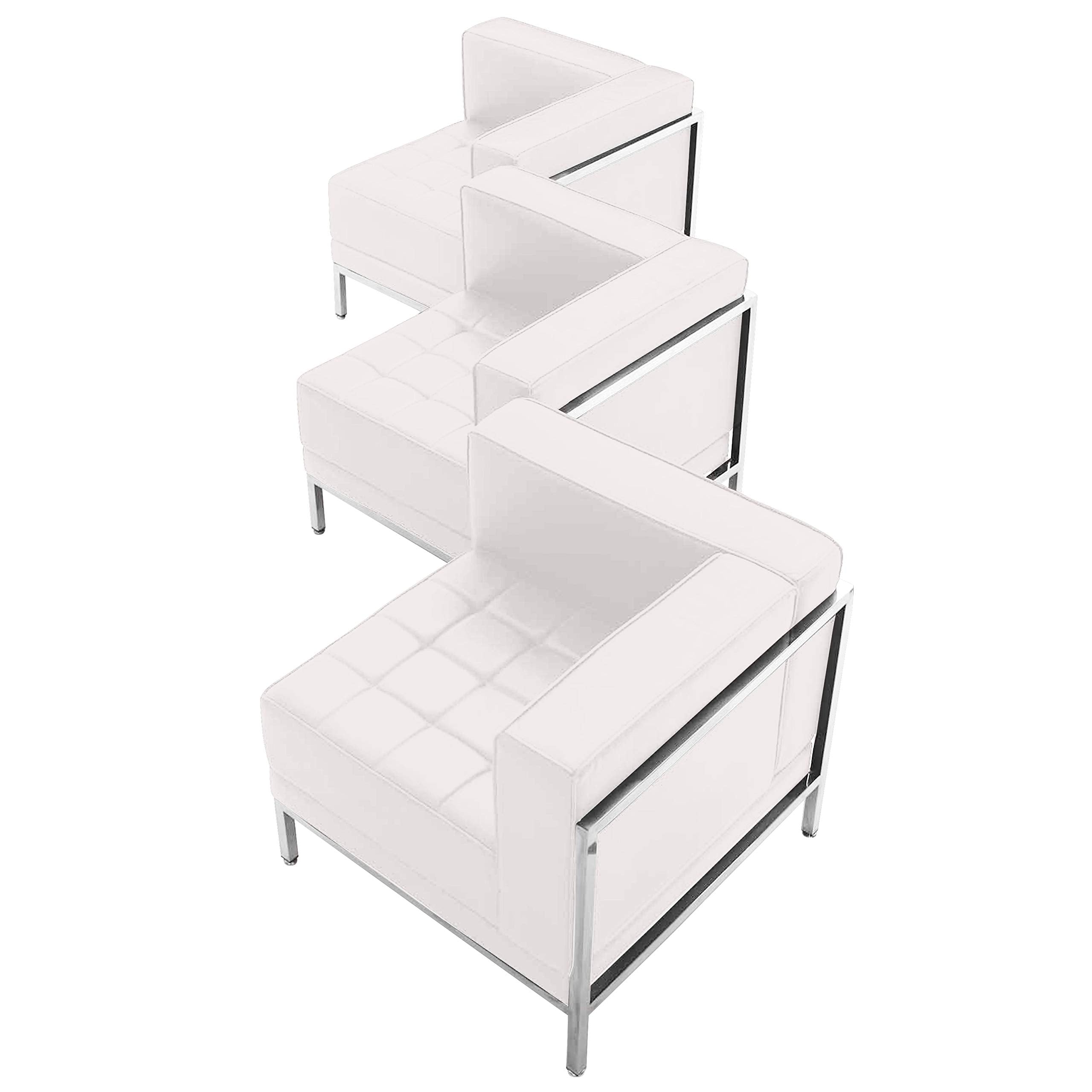 Flash Furniture Hercules Imagination Series White Leathersoft 3 Piece Corner Chair Set