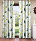 Home Sizzler 2 Pieces Abstract Garden Eyelet Polyester Long Door Opaque Curtains  9 Feet, Green