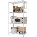 Homefort 4-Shelving Unit, Adjustable Wire Shelving, Metal Wire Shelf With Shelf Liners And Hooks For Kitchen, Closet,Bathroom, Laundry, White,21' W X 11' D X 41' H