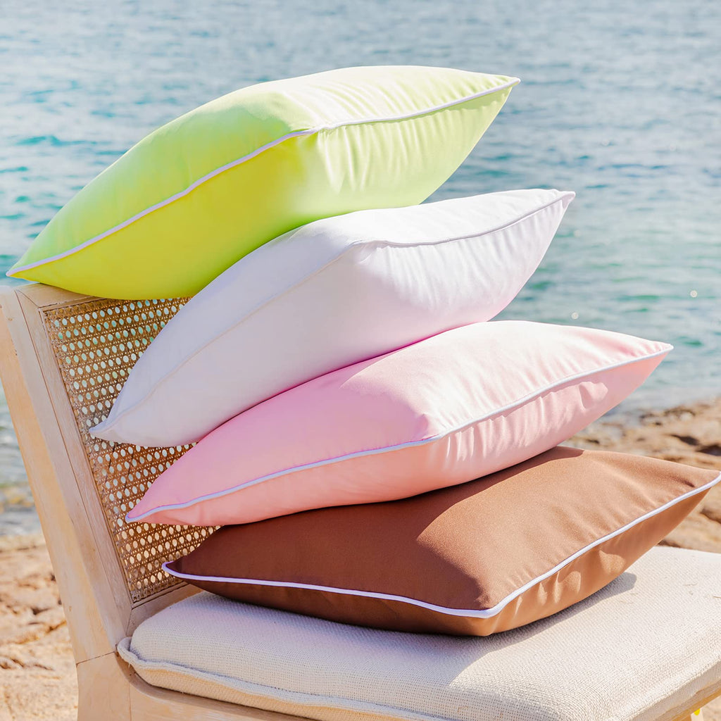 Phantoscope Pack Of 2 Outdoor Waterproof Solid Throw Decorative Pillow Cover Decorative Square Outdoor Pillows Cushion Case Patio Pillows For Couch Tent Sunbrella (20''X20'', White)