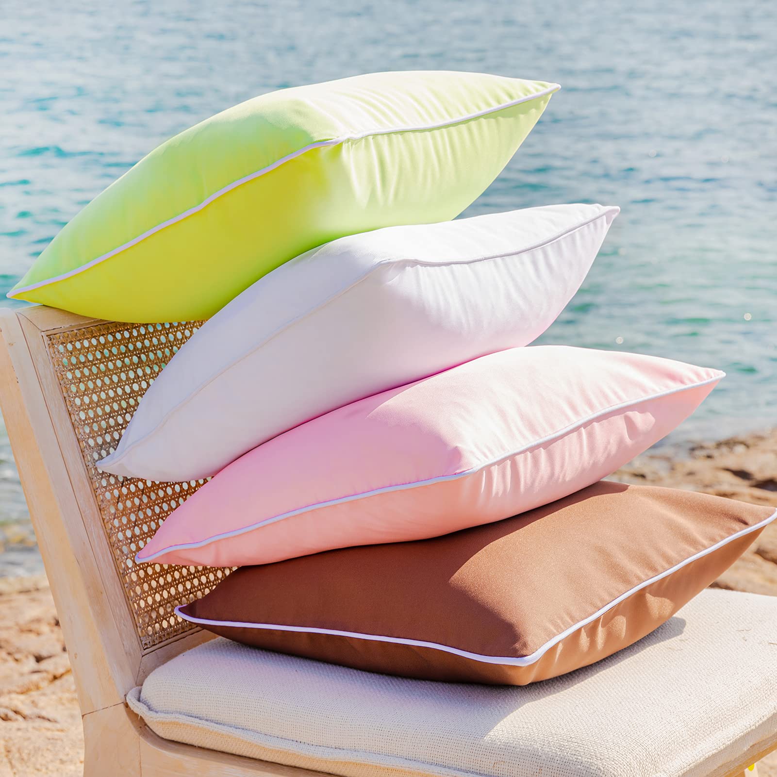 Phantoscope Pack Of 2 Outdoor Waterproof Solid Throw Decorative Pillow Cover Decorative Square Outdoor Pillows Cushion Case Patio Pillows For Couch Tent Sunbrella (20''X20'', White)