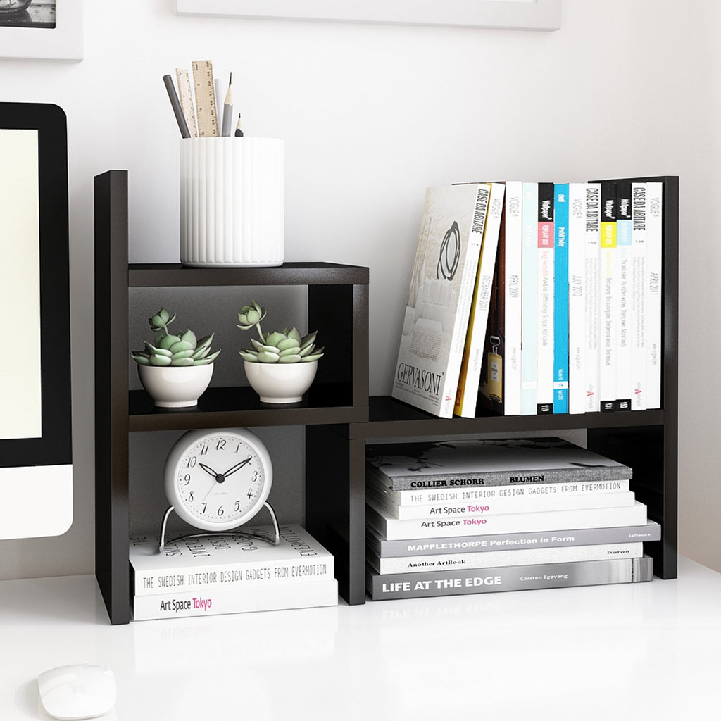 Jerry & Maggie - Desktop Organizer Office Storage Rack Adjustable Wood Display Shelf | Birthday Gifts - Toy - Home Decor | - Fre