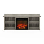 Furinno Classic 60 Inch Tv Stand With Fireplace, French Oak Grey