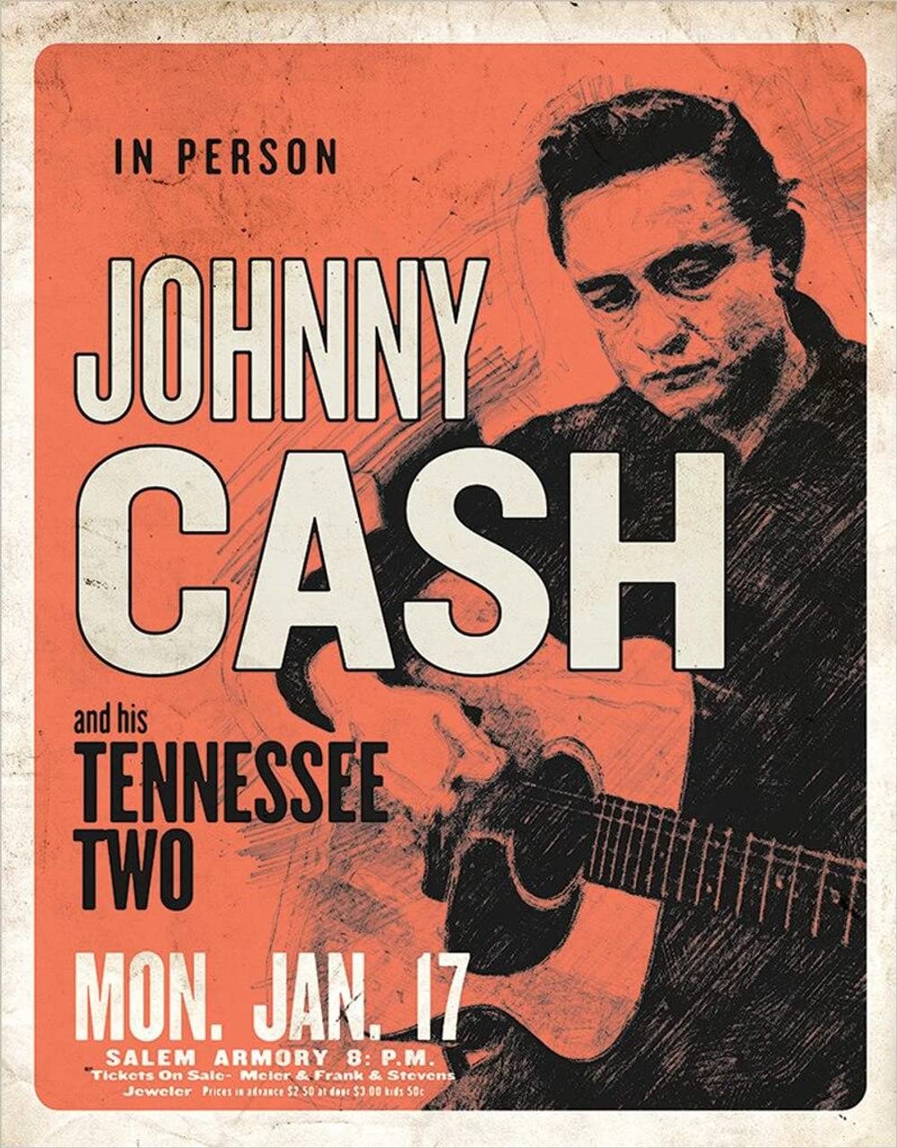 Desperate Enterprises Johnny Cash & His Tennessee Two Tin Sign, 12.5''W x 16''H