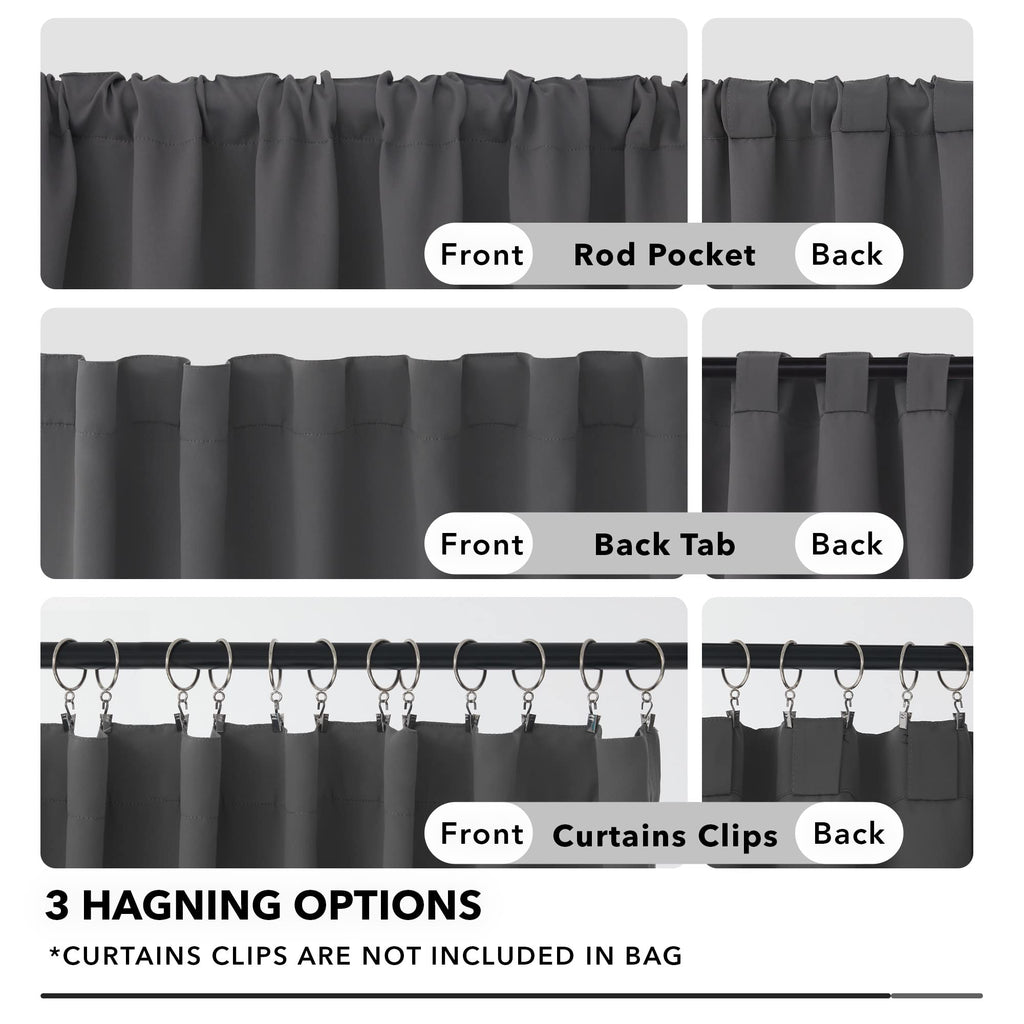 Deconovo Dark Grey Blackout Curtain Panels For Bedroom, Back Tab And Rod Pocket Curtains For Kids Bedroom, 42X72 Inch, Set Of 2 Panels