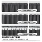 Deconovo Dark Grey Blackout Curtain Panels For Bedroom, Back Tab And Rod Pocket Curtains For Kids Bedroom, 42X72 Inch, Set Of 2 Panels