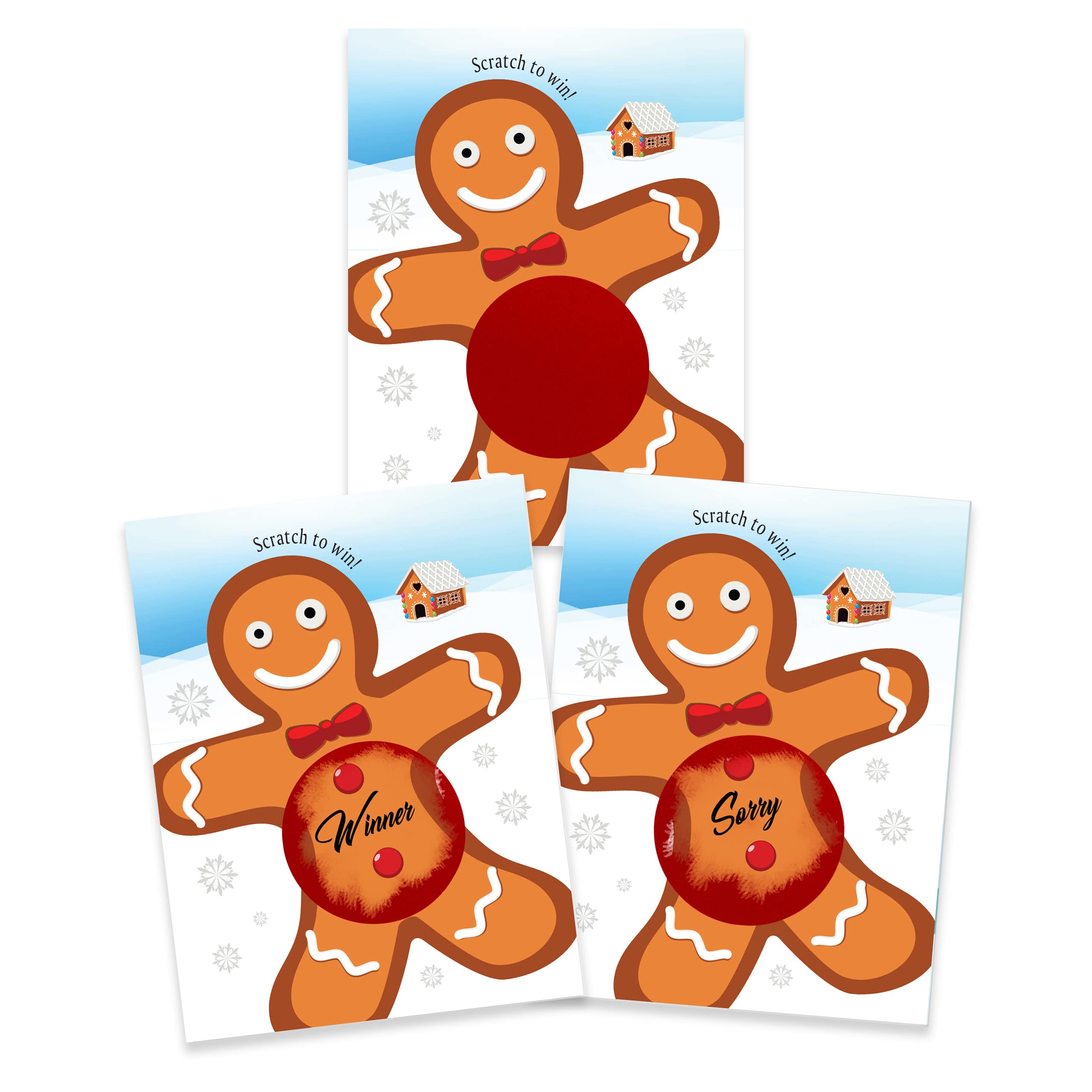 My Scratch Offs - 26 Pack Gingerbread Man Scratch Off Game Cards Tickets for Adult & Family Games, Party Favors, Christmas Coal 