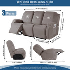 Taococo Stretch Recliner Sofa Covers 3 Pieces Couch Covers For 3 Seat Reclining Sofa, Soft Polyester Fabric Washable Furniture P
