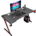 Homall Gaming Computer Desk with Carbon Fiber Surface, Gaming Table Z Shaped Pc Home Office with Cup Holder&Headphone Hook(55 in