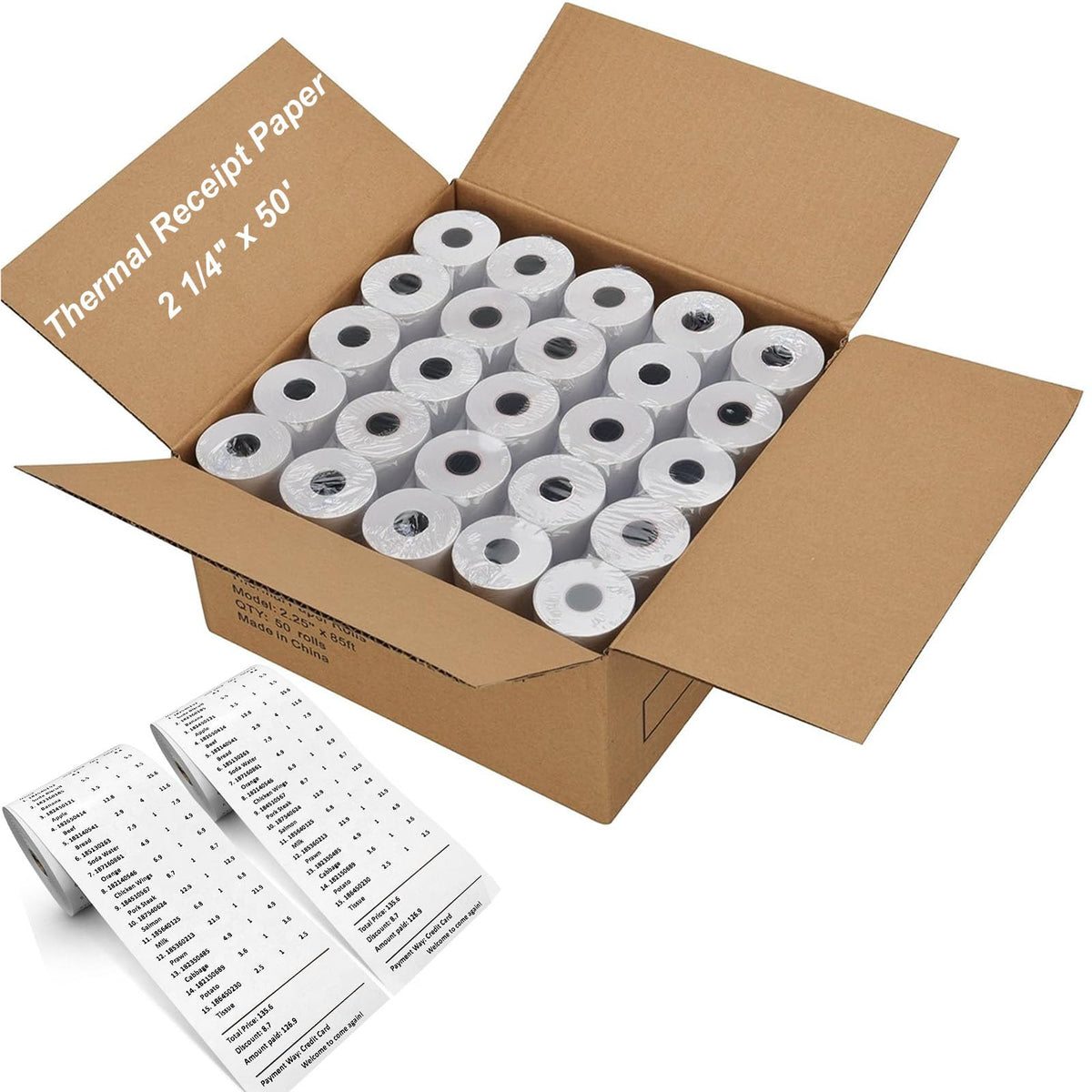 Coopaty 2 1/4' X 50' Thermal Receipt Paper Rolls, Cash Register Paper, Pos Paper Roll, Thermal Paper For Cash Register And Pos