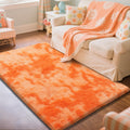 Mottling Orange Fluffy Rug Shaggy Area Rug, 2x4 Area Rugs for Girls Bedroom, Soft Cute Baby Play Mat, Indoor Floor Carpet for Te