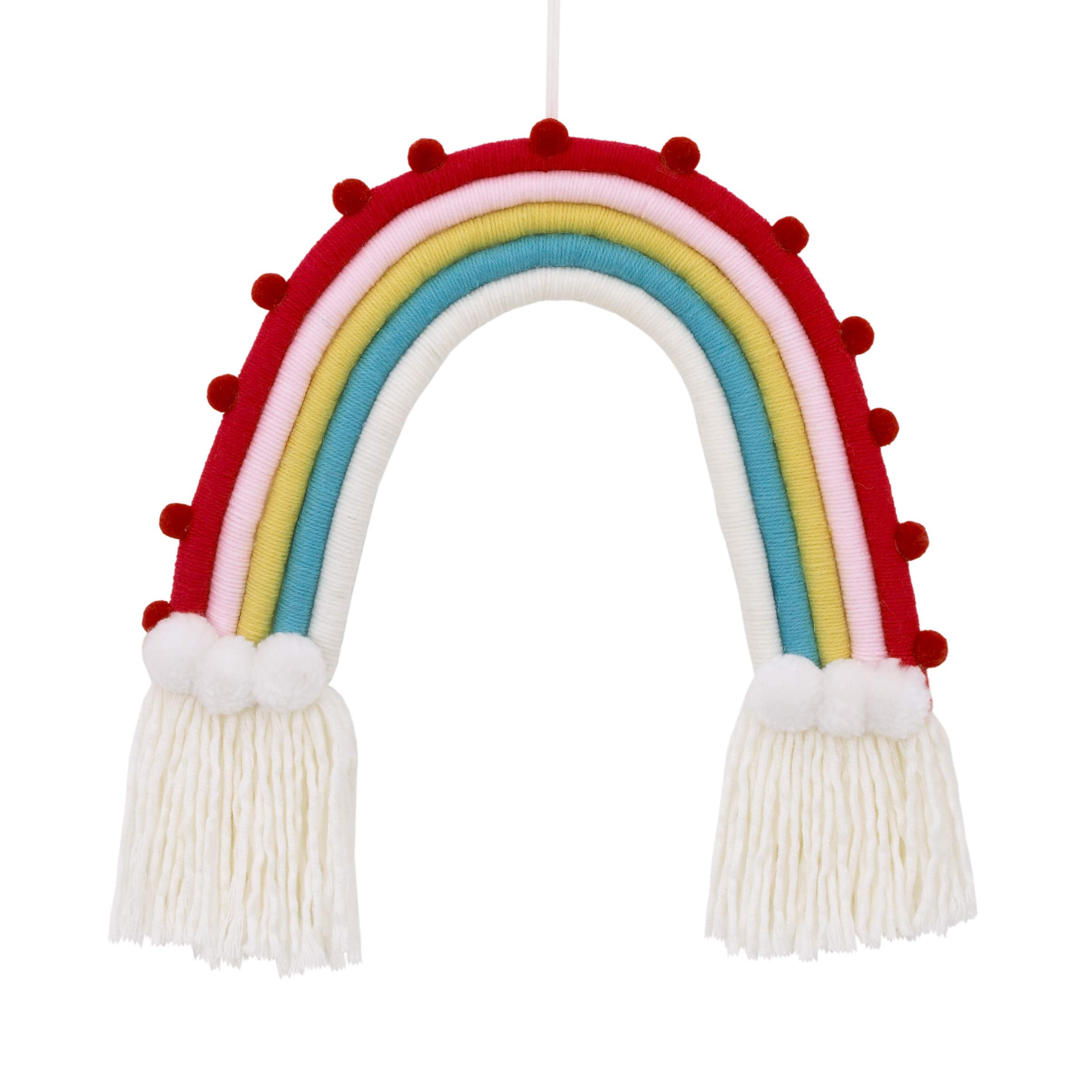 NoJo Little Love Rainbow Tapestry Red, Pink, Yellow, Blue and White Yarn Wall D  cor