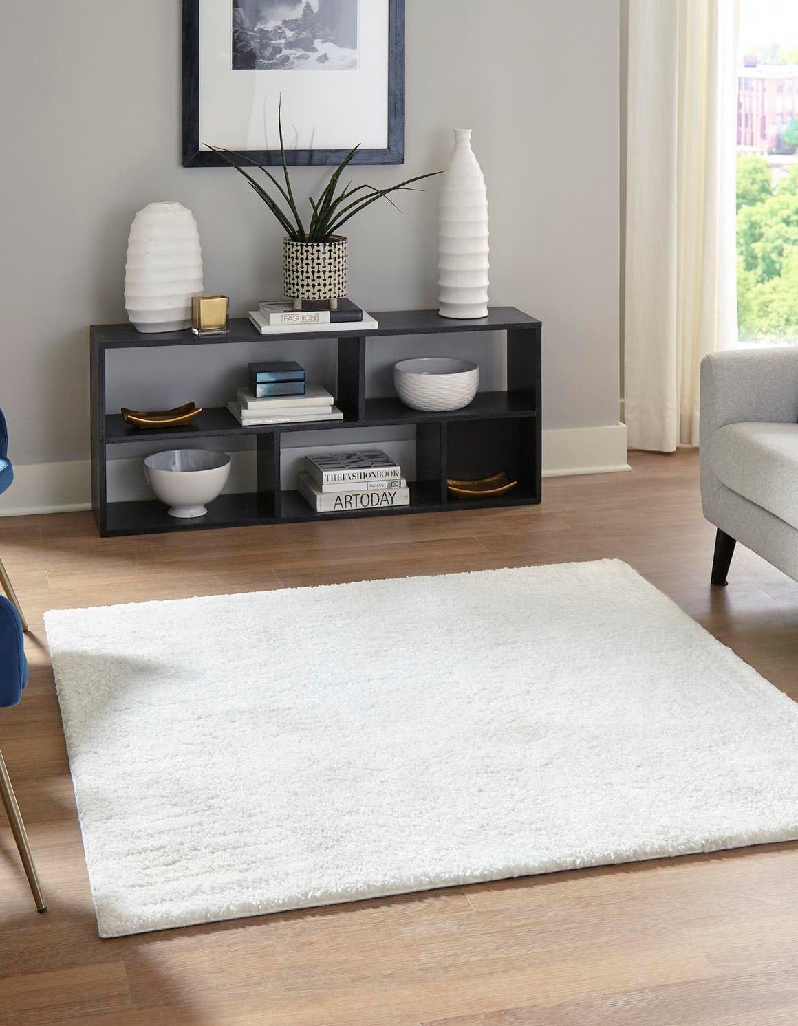 Unique Loom Solo Collection Area Rug - Calabasas (4 1 Square, Snow White)
