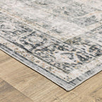 HomeRoots 510395 7 x 10 ft. Charcoal Gray Salmon & Ivory Oriental Printed Stain Resistant Non Skid Rectangle Area Rug