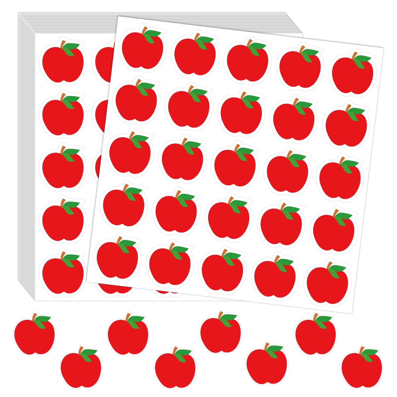 Whaline 500Pcs Apple Shape Stickers Red Apples Seal Stickers Back To School Paper Decals Cute Fruit Self-Adhesive Label Stickers