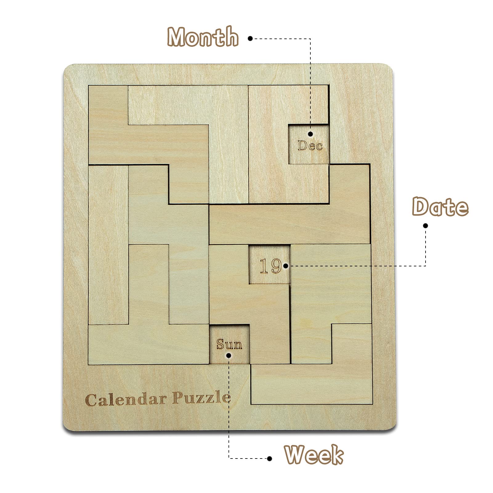 Calendar Puzzle - Daily Calendar Puzzle Wooden,365 Days Date Puzzle,Puzzle Advent Calendar(Size:9.8 X 7.8Inch)