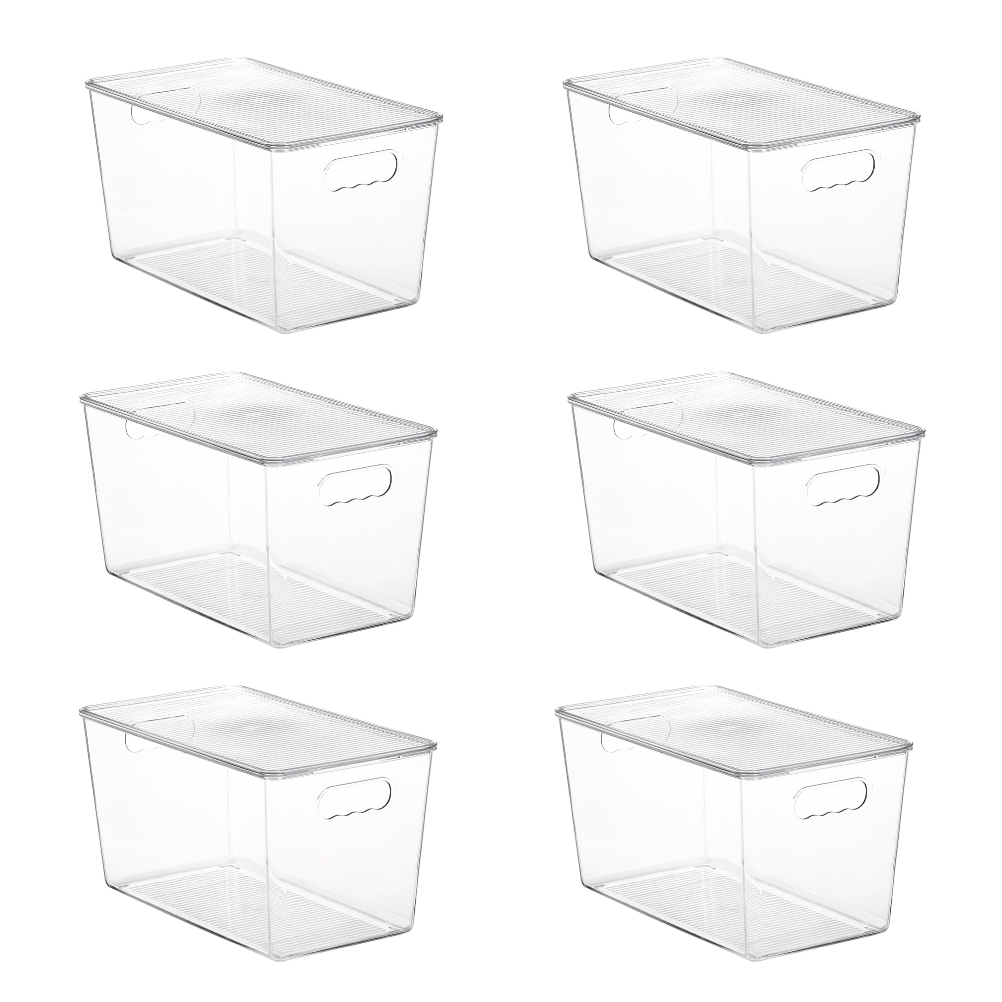 Vtopmart 6 Pack Clear Stackable Storage Bins With Lids,Xlarge Plastic Containers With Handle For Pantry Organizer And Storage,Pe