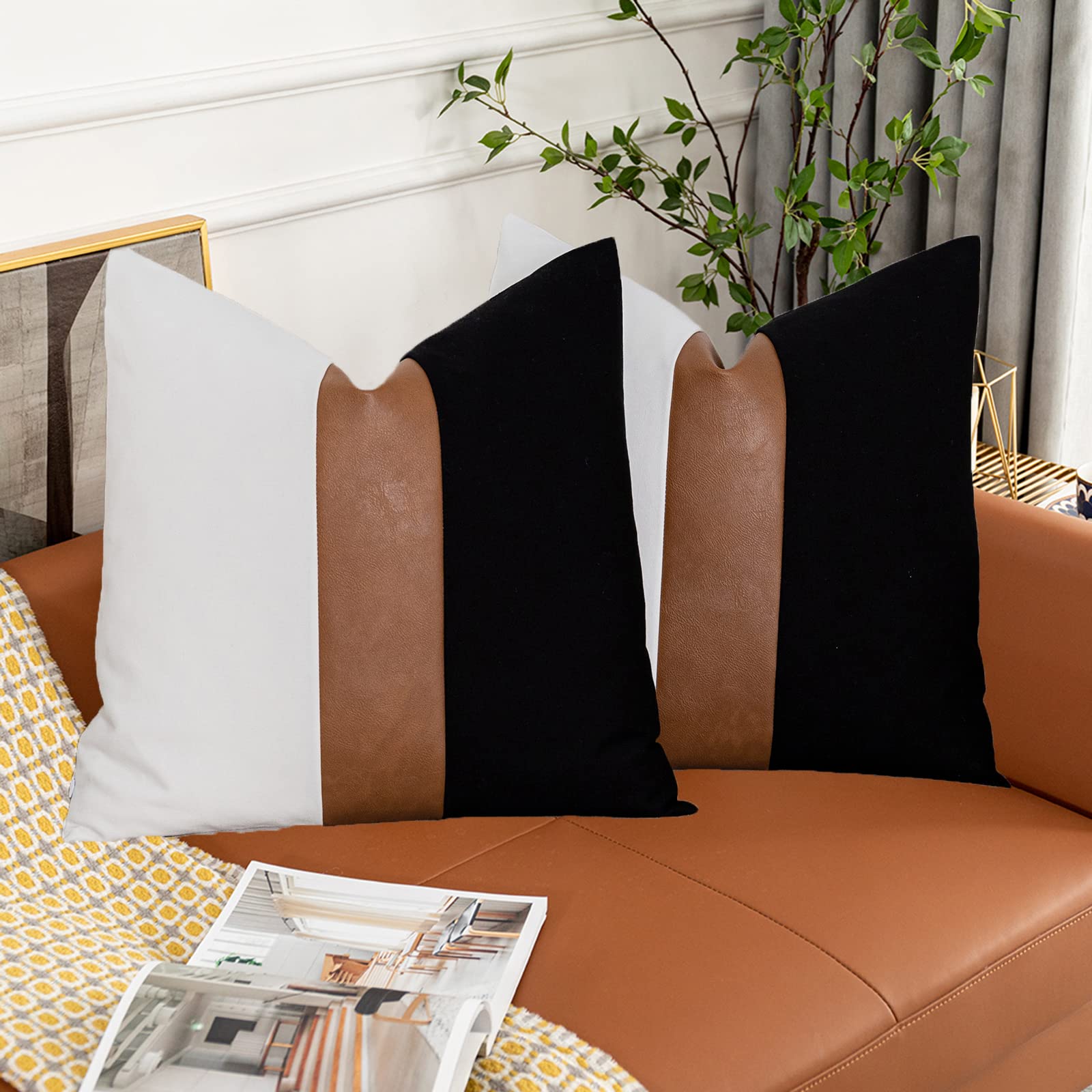 Vfuty Black And White Couch Pillow Covers 22X22 Set Of 2 Modern Stripe Farmhouse Decorative Throw Pillow Cover For Couch Living