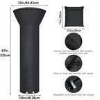Patio Heater Covers With Zipper And Storage Bag,Waterproof,Dustproof,Wind-Resistant,Sunlight-Resistant,Snow-Resistant,Black,87'' Height X 33' Dome X 19' Base