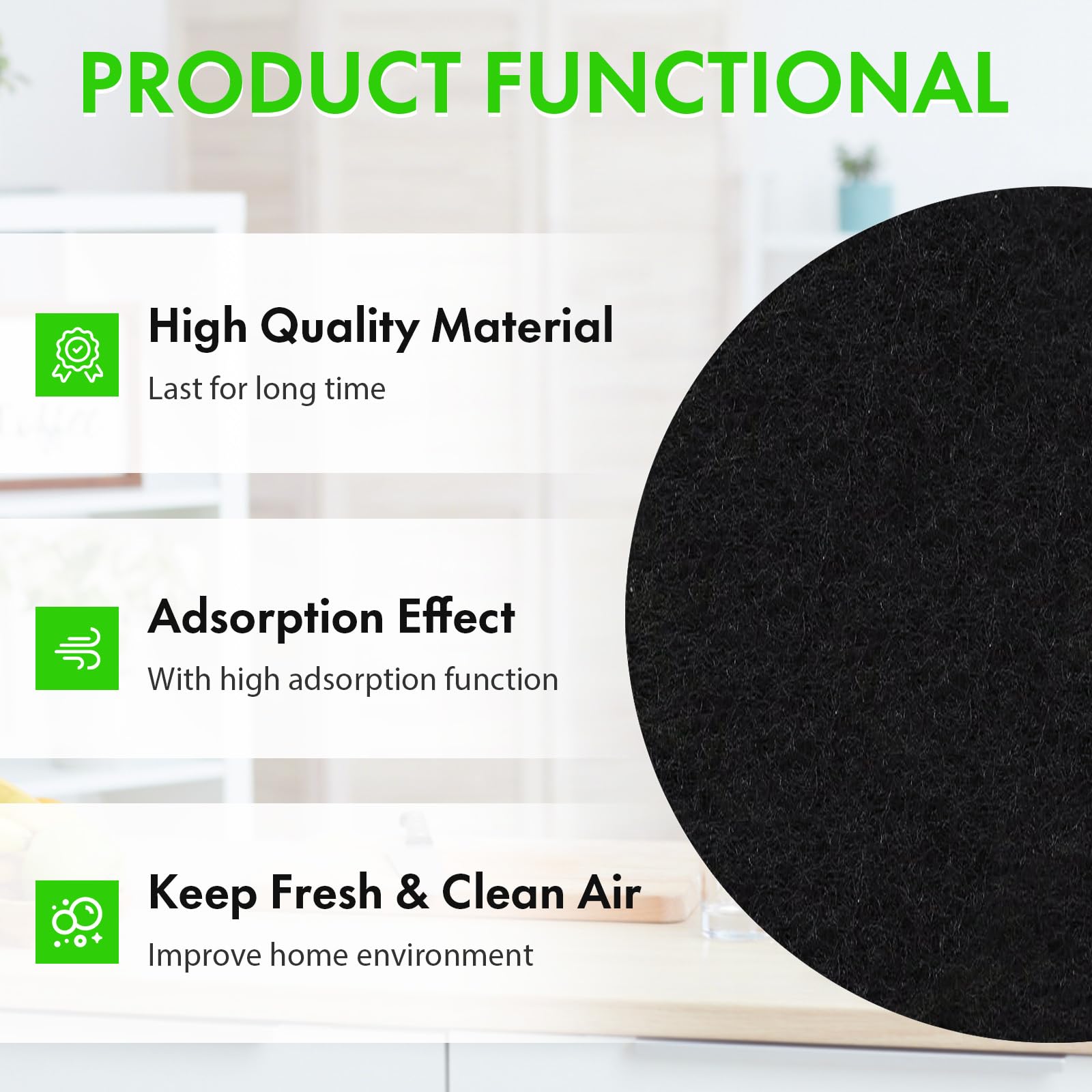 7.2 Inch Kitchen Compost Bin Filters Charcoal Replacements, Enloy 12 Pack Charcoal Filters For Countertop Home Bucket, Longer La