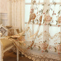 WPKIRA 1 Panel European Embroidered Floral Sheer Curtain Rod Pocket Top