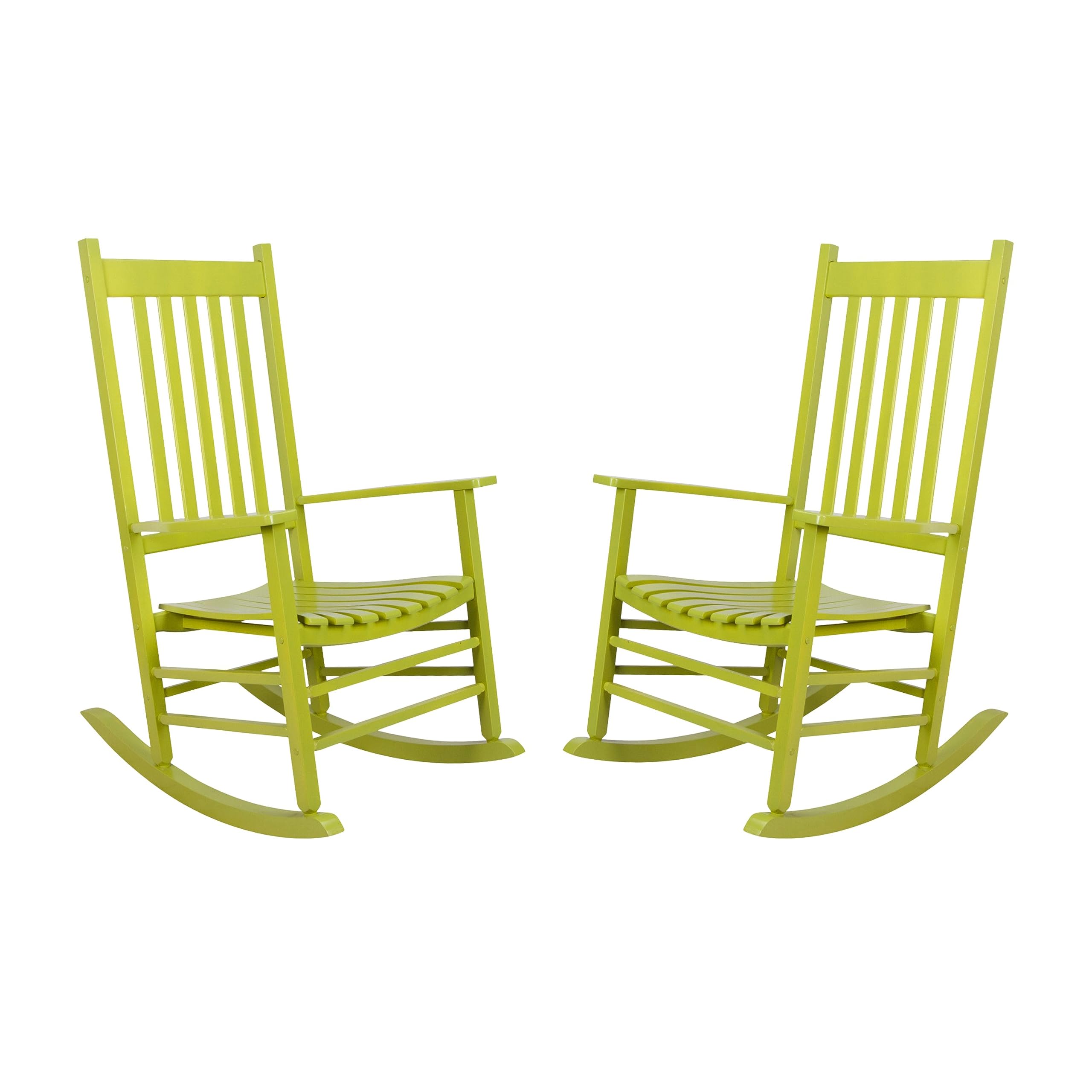 Shine Company Vermont Rocking Chairs, Outdoor Front Porch Rocker Set Of 2, Lime