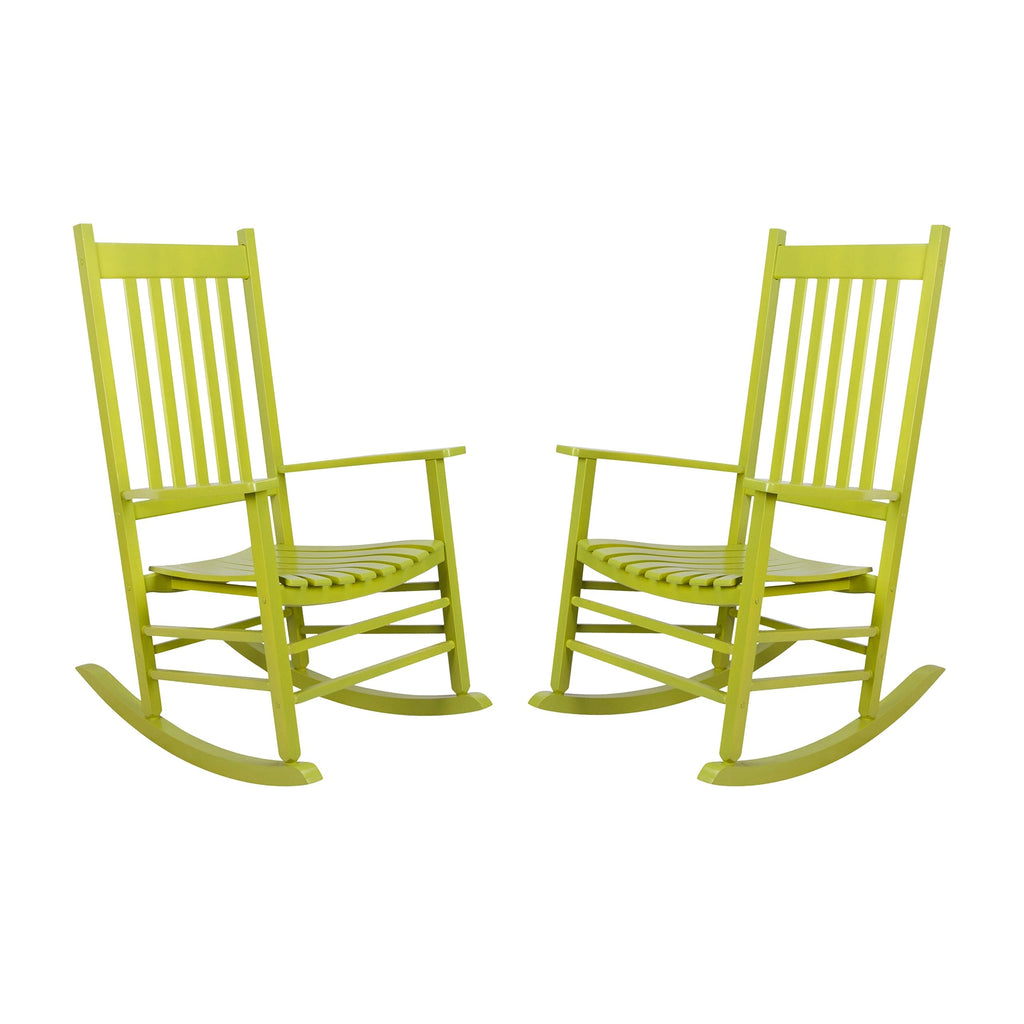 Shine Company Vermont Rocking Chairs, Outdoor Front Porch Rocker Set Of 2, Lime