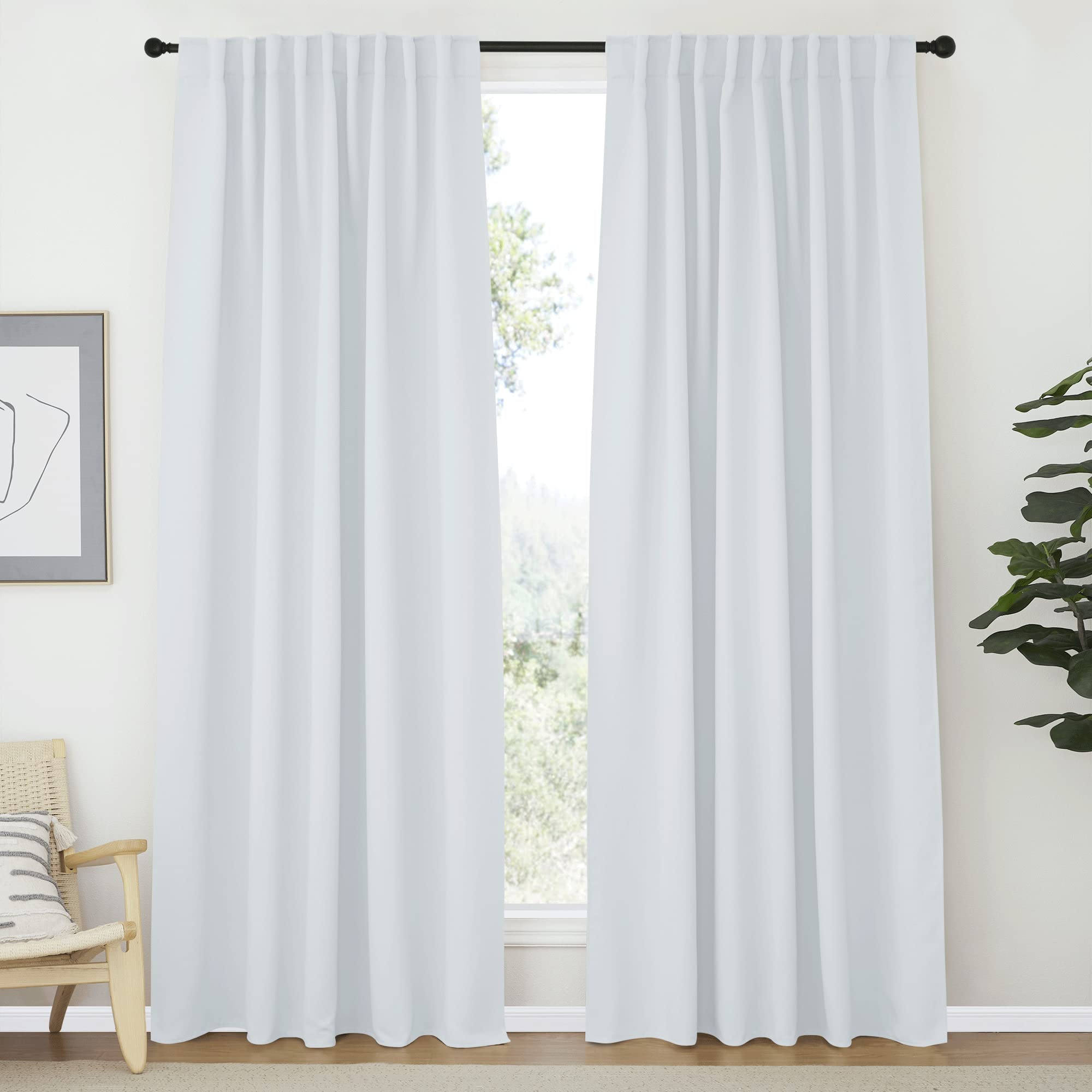 Nicetown Living Room Darkening Curtain Drapes - (Cloud Grey Color) W70 X L84, Set Of 2, Room Darkening Window Treatment Drapery Panels