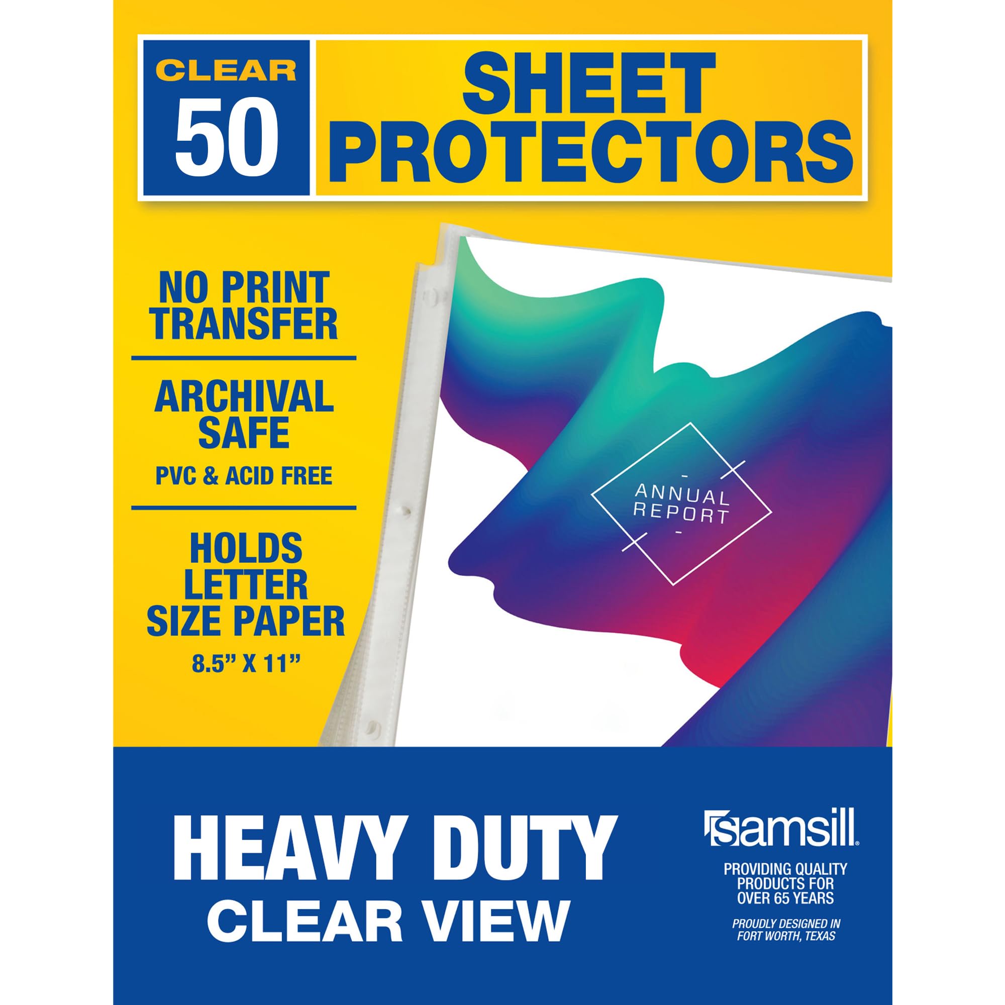 Samsill 50 Pack Heavy Duty Sheet Protectors, Crystal Clear, 8.5X11 Inch Page Protectors For 3 Ring Binder, Letter Size Protector