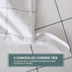 Jellymoni 100% Natural Cotton 3Pcs Plaid Duvet Cover Sets,White With Black Grid Geometric Pattern Printed Comforter Cover,With Z