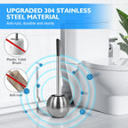 Ixo Toilet Brush And Holder 2 Pack, 304 Stainless Steel Toilet Brush With Extended And Durable Comfortable Brush Handle, Toilet
