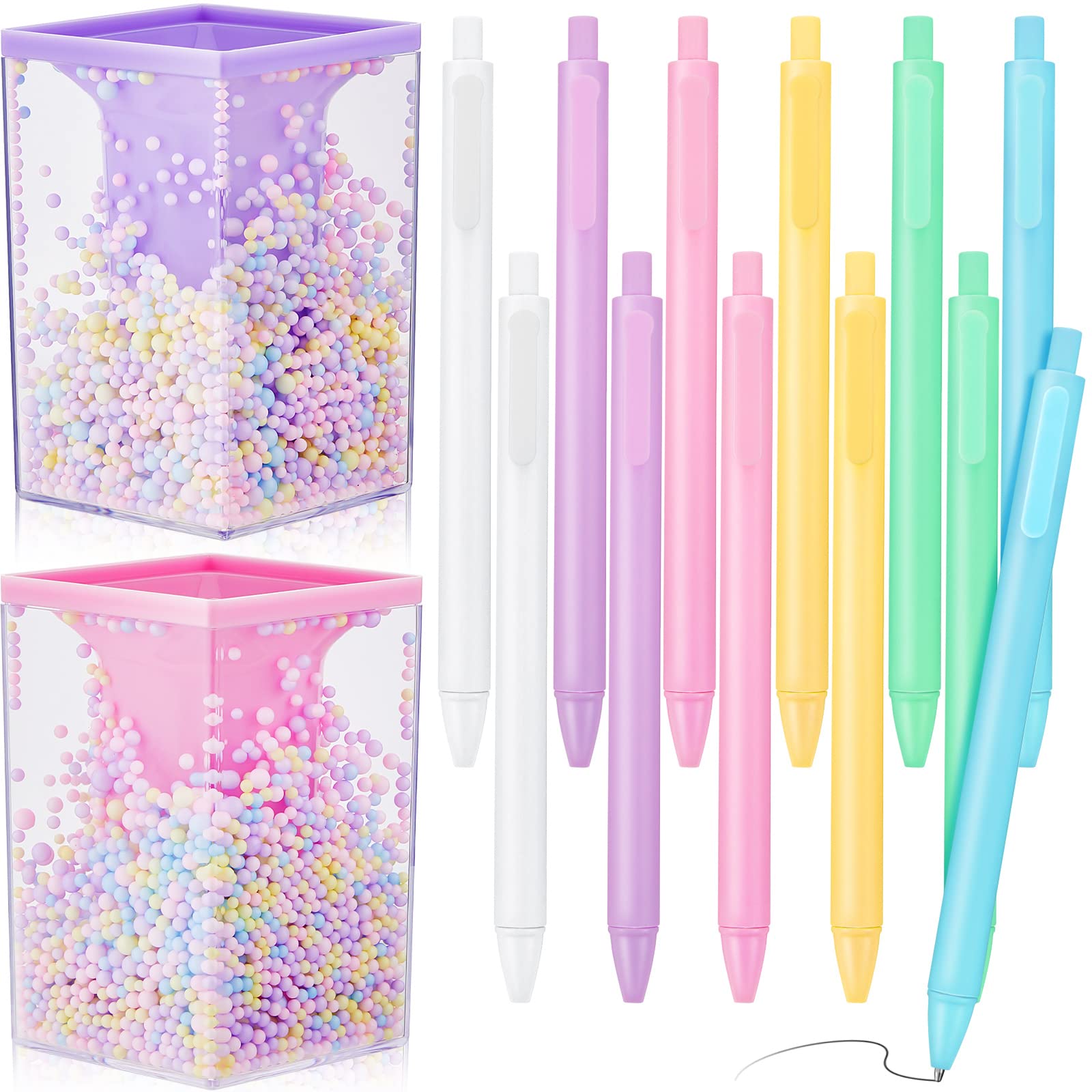 Taobary 14 Pcs Cute Bubble Pen Holder Bubble Ball Pencil Holder For Women Cute Pens Macaron Style Gel Ink Pens Kawaii Pencil Hol