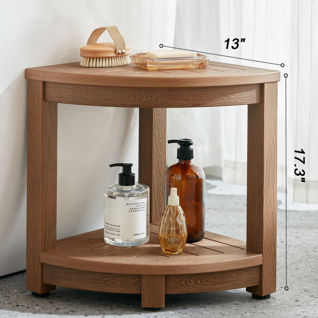 Corner Shower Stool For Shaving Leg, Waterproof Bathroom Shower Bench Seat For Inside Shower, Poly Lumber Plastic Shower Chair S
